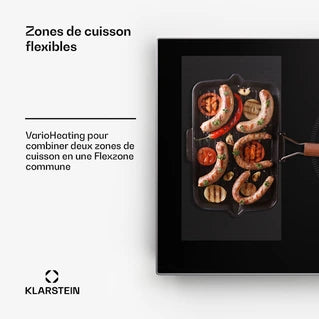 Plaque induction KLARSTEIN Plaque Induction 90 cm 7000W Plaque de Cuisson Hybride à Induction 4 feux ThermoBoost Noir