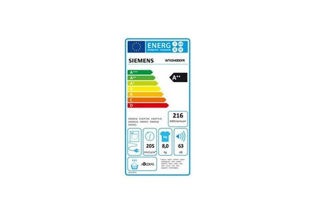 Sèche-linge pompe à chaleur Siemens à condensation 60cm 8kg blanc WT43H00DFR