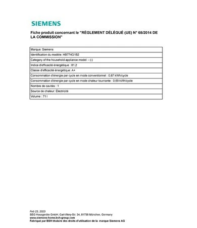 Four encastrable Siemens HB774G1B2 IQ700