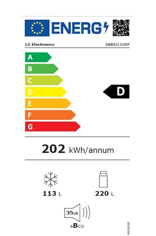 Réfrigérateur congélateur en bas Lg GBBSJ11DEP Noir