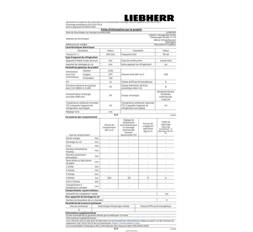 Congélateur armoire Liebherr FNA 6635-20