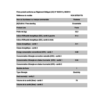 Four encastrable Rosieres RO6 S5TB3YTB Noir