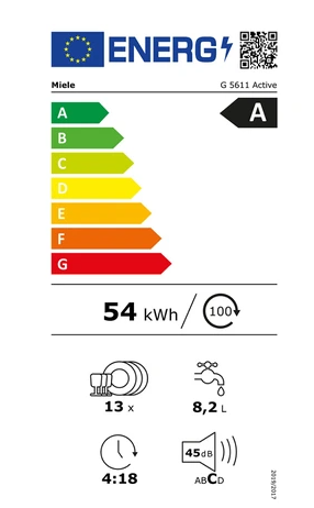 Lave-vaisselle pose libre Miele G 5611 Active