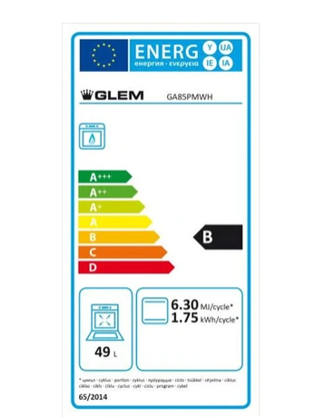 Gazinière Glem cuisinière piano de cuisson 4 foyers brûleurs gaz blanc 80x50cm