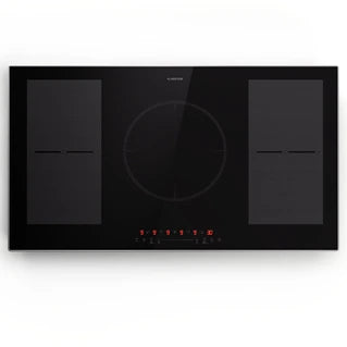 Plaque induction KLARSTEIN Plaque Induction 90 cm 7000W Plaque de Cuisson Hybride à Induction 4 feux ThermoBoost Noir
