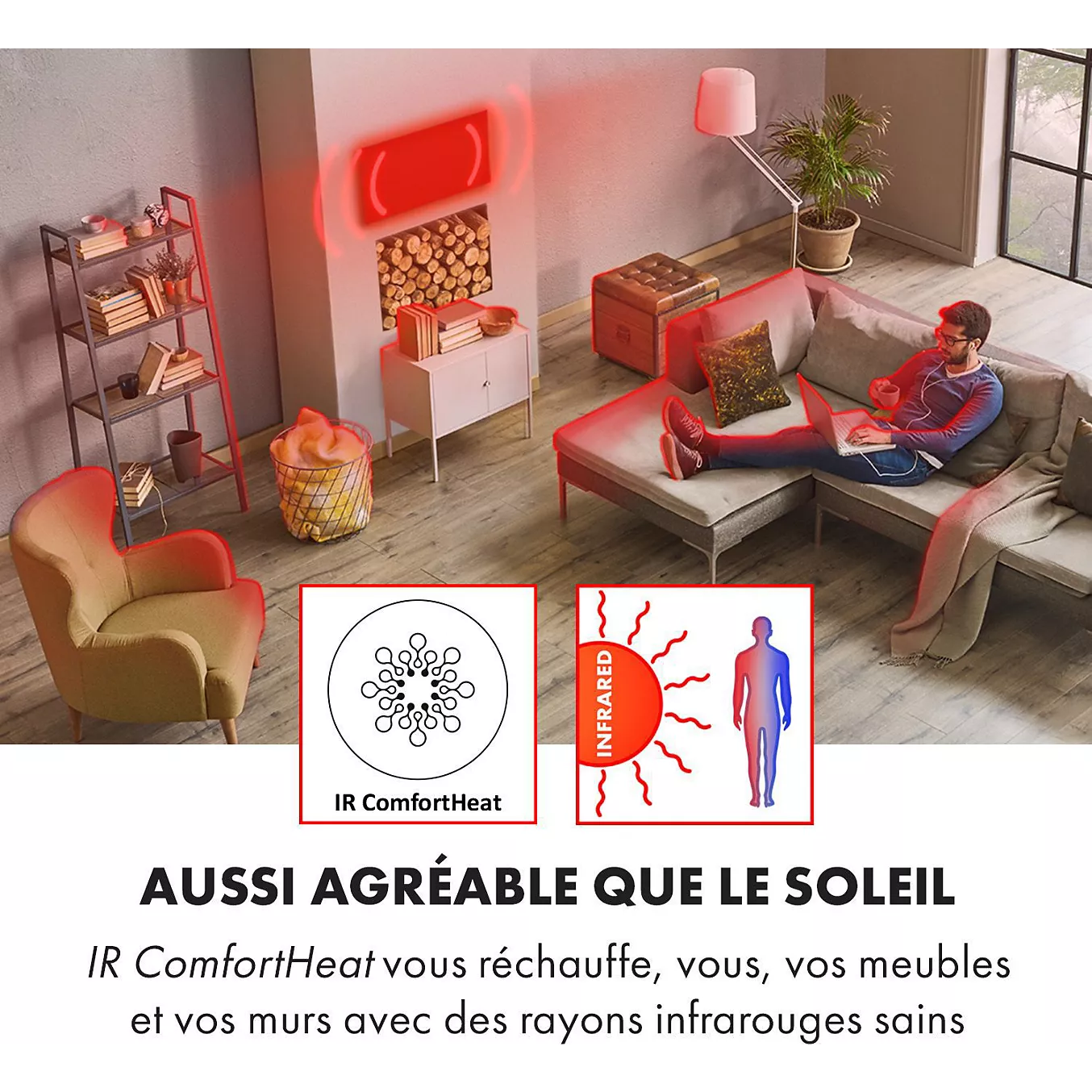 Chauffage infrarouge KLARSTEIN Wonderwall Air Art Smart 120cm