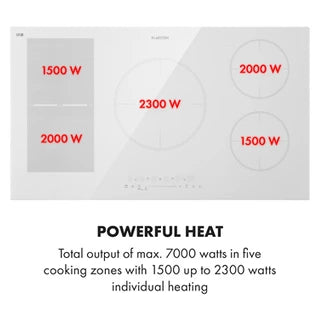 Plaque induction KLARSTEIN Table de cuisson - Delicatessa 90 Hybrid - Plaque vitrocéramique - 7400W - Minuterie - Blanc