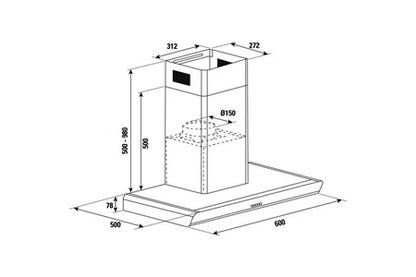 Hotte décorative murale Brandt 90cm débit d'air 606m3h
