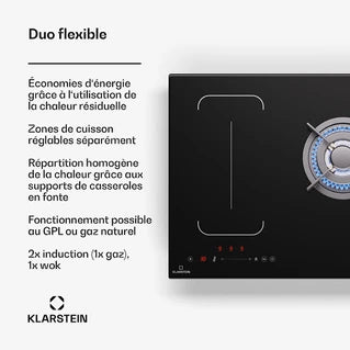 Plaque induction KLARSTEIN Plaque de cuisson induction MultiChef Table de cuisson induction et gaz 5 zones
