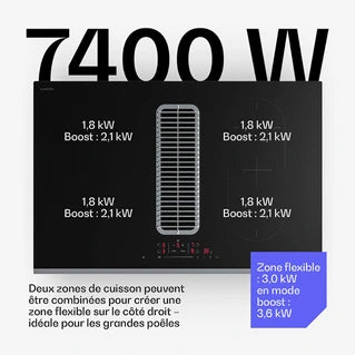 Plaque de cuisson avec hotte intégrée KLARSTEIN Verosteel Plaque à induction avec Hotte intégrée 80 cm élégante minimaliste 8400 W Noir