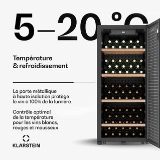 Cave à vin de service KLARSTEIN Cellar Max 114 bouteilles Compresseur 238 L 5 - 20 °C