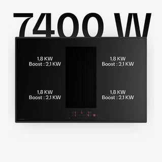 Plaque de cuisson avec hotte intégrée KLARSTEIN Velaire Plaque à induction avec Hotte aspirante intégrée 80 cm élégante minimaliste 8400W Noir