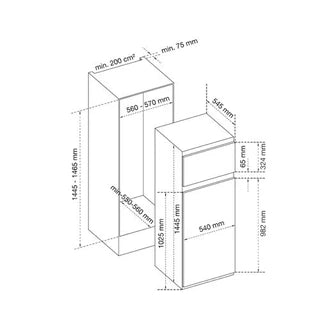 Réfrigérateur congélateur en haut Airlux ARI200DA - Encastrable - 145 cm