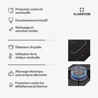 Plaque induction KLARSTEIN Plaque de cuisson induction MultiChef Table de cuisson induction et gaz 5 zones