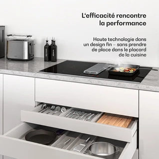 Plaque de cuisson avec hotte intégrée KLARSTEIN Verosteel Plaque à induction avec Hotte intégrée 80 cm élégante minimaliste 8400 W Noir