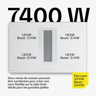 Plaque de cuisson avec hotte intégrée KLARSTEIN Velaire Plaque induction avec Hotte aspirante intégrée 4 Zones 7400W 80cm Curseur Tactile Minuterie