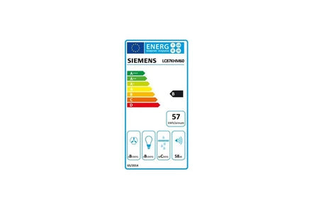 Hotte décorative murale Siemens inclinée 80 cm 768m3/h a+ noir lc87kfn60