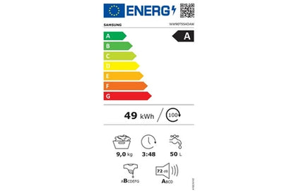 Lave-linge hublot Samsung WW90T554DAW Blanc - 9kg - 1400 tr/min - 72dB - Classe A