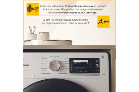 Lave-linge hublot Whirlpool W8X89AD SILENCE FR AUTODOSE