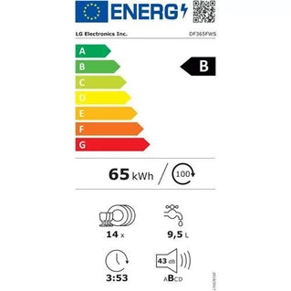 Lave-vaisselle pose libre Lg - Lave-vaisselle 3, DF365FWS, Blanc, L:60cm, H:85cm,