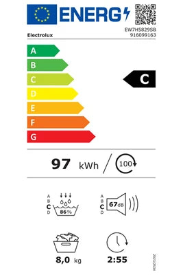 Sèche-linge pompe à chaleur Electrolux blanc EW7H5829SB