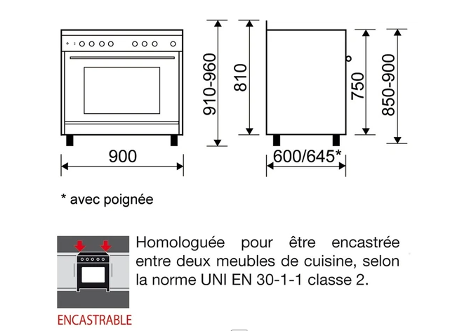Piano de cuisson Airlux 90cm Inox - CC902ETIX3