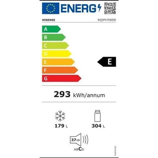 Réfrigérateur américain Hisense Réfrigérateur Américain - Rq5P470Seie - 4 Portes - Classe Énergétique E - 84,2 X 74,4 X 188,5 Cm - Inox