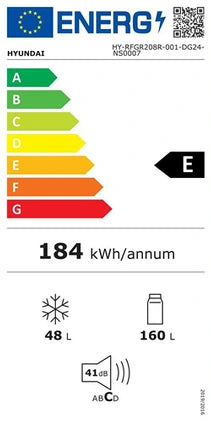Réfrigérateur congélateur en bas Hyundai - Réfrigérateur RETRO 208L Congélateur 48L Froid statique