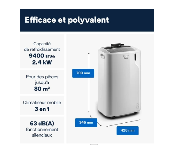 Climatiseur mobile Delonghi PAC EM82K.1