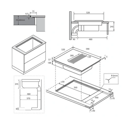 Plaque de cuisson avec hotte intégrée Candy CIH614CF