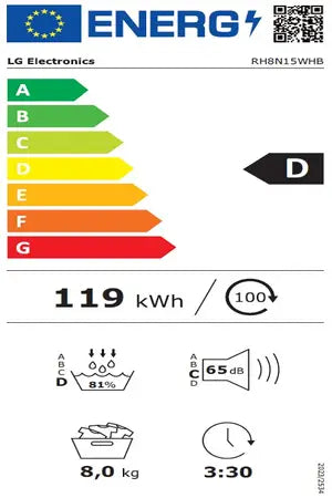 Sèche-linge pompe à chaleur Lg RH8N15WHB