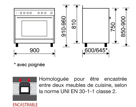 Piano de cuisson Airlux CC902GTBK3 - 90CM GAZ NOIR
