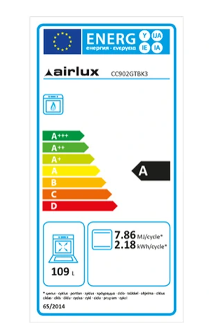 Piano de cuisson Airlux CC902GTBK3 - 90CM GAZ NOIR