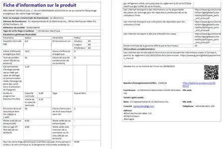 Sèche-linge pompe à chaleur Lg RH8N15WHB