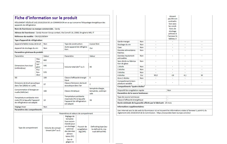 Congélateur top Candy CNUQ2L58EWH