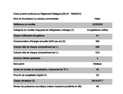 Congélateur coffre Haier HCE520E