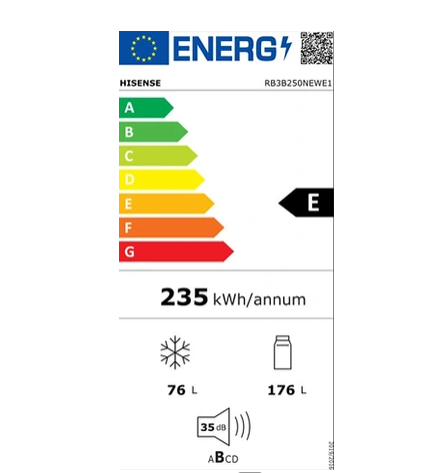 Réfrigérateur congélateur en bas Hisense RB3B250NEWE1 Blanc
