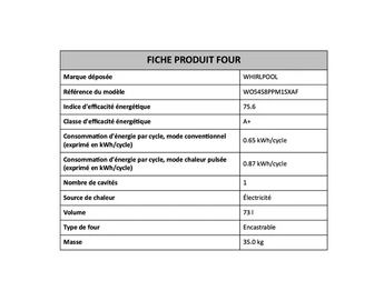 Four encastrable Whirlpool WO54S8PPM1SXAF