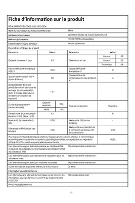 Sèche-linge pompe à chaleur Miele TSH 783 WP