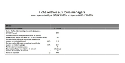 Four encastrable Miele H 2766 BP