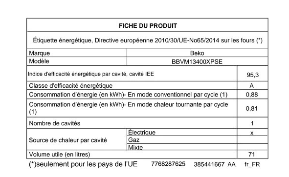 Four encastrable Beko BBVM13400XPSE